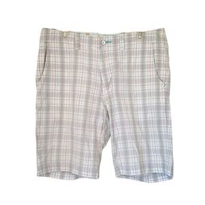 Tommy Bahama Shorts Mens 33 White with Pastel Stipes Classic Fit Golf